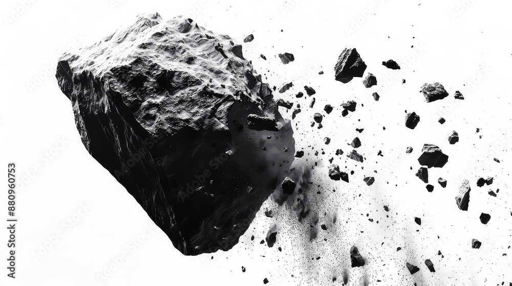 Rock Splatter Background Rock stone white background fall black falling space isolated splash ...