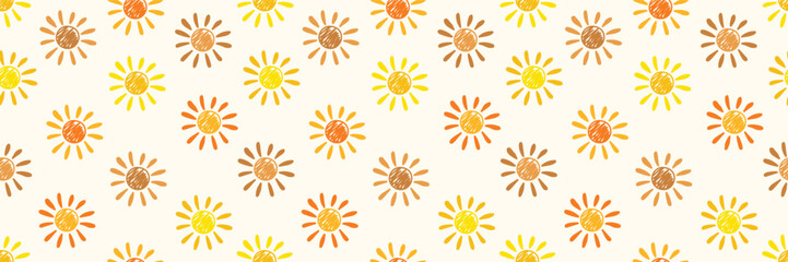 Wall Mural - cute hand drawn sun background. summer pattern. panoramic header. vector illustration