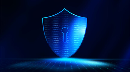 Poster - Cyber security protection concept. Protecting herself from cyber attacks and personal data.Portection data access.