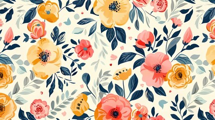 Sticker - a floral pattern with many different flowers on a white background