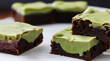 Poster -  Deliciously indulgent chocolate brownies with a vibrant green topping