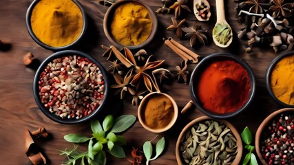 Canvas Print -  Aromatic spices and herbs ready to enhance your culinary creations