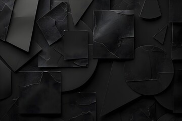 Poster - Black background with geometric shapes and angular triangles for modern minimalistic design, high resolution photography