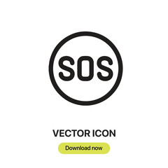 Aufkleber - Sos icon vector. Linear-style sign for mobile concept and web design. Sos symbol illustration. Pixel vector graphics - Vector.	