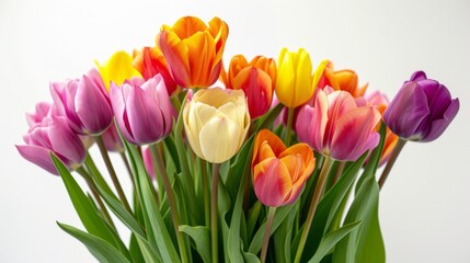 Poster - Vibrant bouquet of tulips against a clean, white background