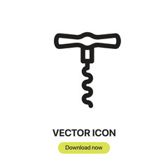 Leinwandbilder - Corkscrew icon vector. Linear-style sign for mobile concept and web design. Corkscrew symbol illustration. Pixel vector graphics - Vector.