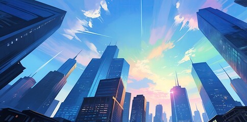 skyscraper office building abstract backgrounds illustration