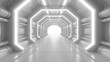 © anang - futuristic white hallway with bright lights