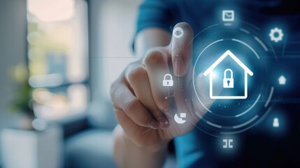 Poster - A person with a smart home technology icon showing
