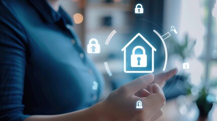 Poster - A person with a smart home technology icon showing