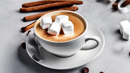 Wall Mural -  Sweet treat  Marshmallows and cinnamon in a cozy cup