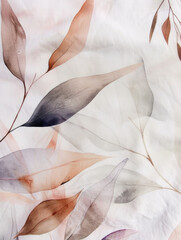 Poster - Beautiful leaf watercolor botanical background in pastel colors