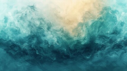 Canvas Print - Background, banner made with abstract watercolor paint in teal blue and green color with liquid fluid texture