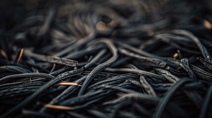 Poster - Close-up of a bunch of black cables. AI.