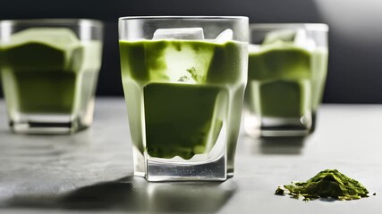 Canvas Print -  Freshly blended green smoothies ready to quench your thirst