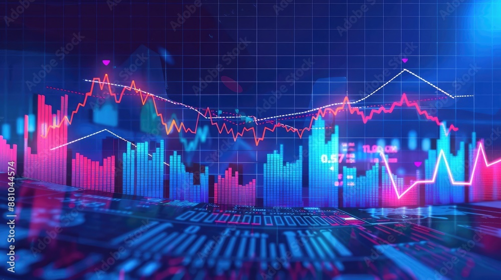 Financial background with a detailed stock chart, business graphs, and ...
