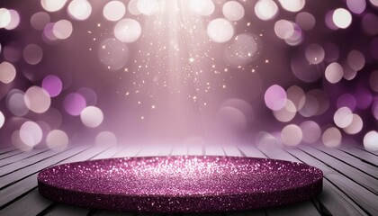 Wall Mural - glitter purple particles stage and light shine abstract background flickering particles with bokeh effect