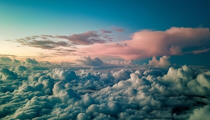 Wall Mural - dreamy pastel pink and blue clouds in a cute gradient sky dreamy pastel pink blue clouds cute gradient sky soft