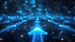 © BoOm - Futuristic blue arrows pointing forward with glowing particles, symbolizing progress and direction in a digital world.
