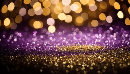 Wall Mural - purple gold and black glitter vintage lights background defocused