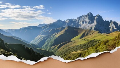 Wall Mural - mountain range cutout with a torn paper edge picos de europa