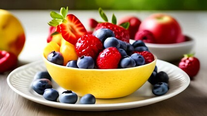 Wall Mural -  Freshly picked summer fruits ready to be enjoyed