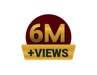 6 Million Views Celebration Clipart | Milestone Achievement Vector Graphics Download