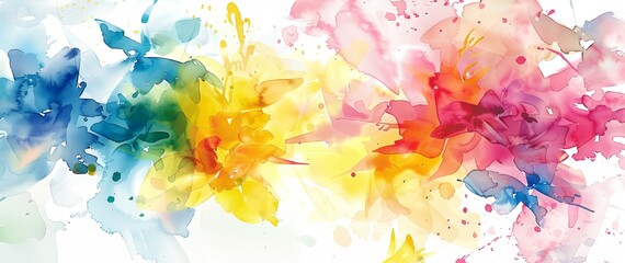 Wall Mural - A colorful painting of flowers with a rainbow background. The painting is full of vibrant colors and has a lively, cheerful mood. The flowers are arranged in a way that creates a sense of movement