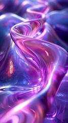 Aufkleber - vibrant purple and turquoise abstract 3d waves with glossy texture and dynamic motion, surreal artis
