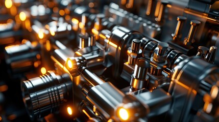 Poster - Futuristic Industrial Machinery with Glowing Orange Lights