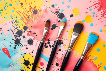 World art day concept for art drawing tools with Abstract colorful Illustration background