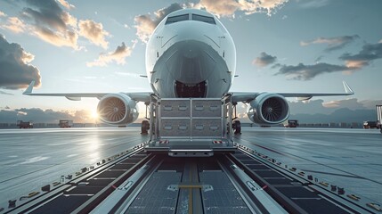 Wall Mural - Loading of goods onto a cargo plane