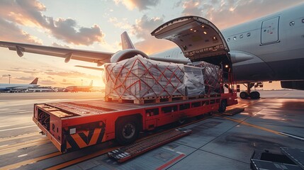 Wall Mural - Loading of goods onto a cargo plane