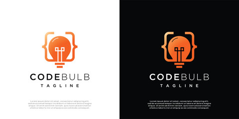 Bulb coding technology logo design template.	
