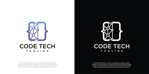 Coding technology logo design template inspiration.	