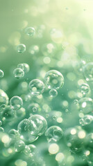 Poster - abstract background, liquid visuals, bubbles on green