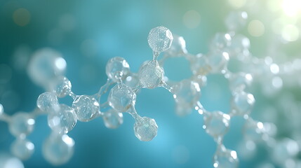 Poster - White molecules on a blue background. Abstract clean structure for science or medical 3d illustration.