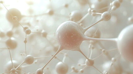 Poster - White molecules on a white blurred background. Abstract clean structure for science or medical 3d illustration.