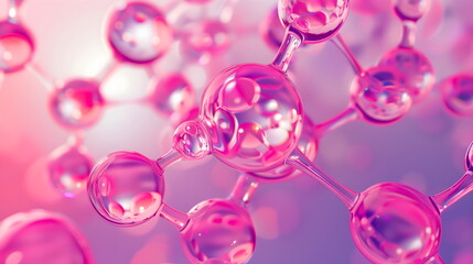 Poster - Pink molecules. Abstract clean structure for science or medical 3d illustration.
