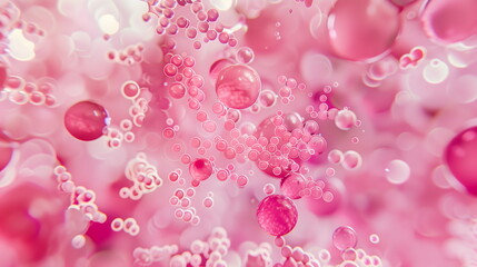 Poster - Pink molecules. Abstract clean structure for science or medical 3d illustration.