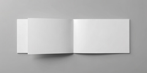 Empty horizontal bi-fold A4-sized brochure template in white color, featuring a blank front and inside spread, perfect for graphic design and mockup purposes.