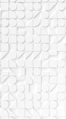 Poster - Modern white background with swiss styled semicircular 3d elements changing pattern. Minimal light geometric background. Vertical video