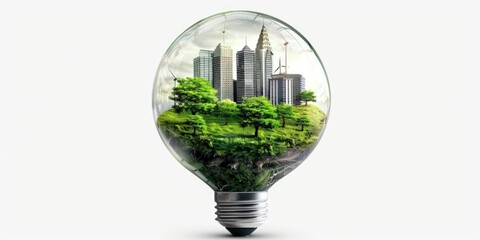 Wall Mural - A unique illustration of a small tree growing inside a light bulb, great for creative and abstract concepts