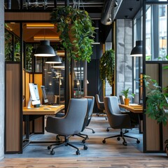 Sticker - Modern Office Interior Design with Plants