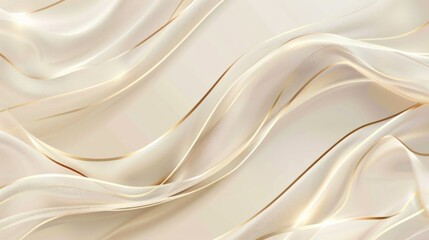 Wall Mural - Elegant White Fabric with Golden Lines