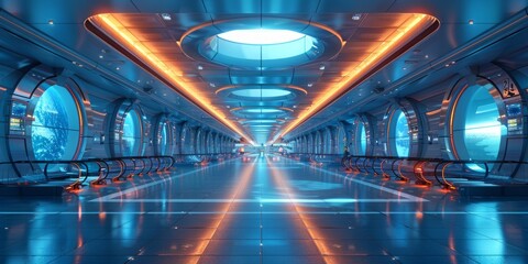 Poster - Futuristic airport with advanced security and automated boarding