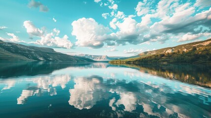 Poster - Serene lake with a reflection of the sky