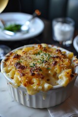 Poster - Gourmet Baked Macaroni and Cheese in Ramekins