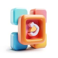 Poster - Playful D geometric shapes and colorful abstract symbol