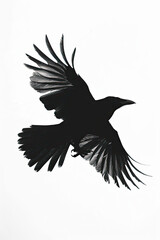 Wall Mural - A black and white sketch of a bird in flight